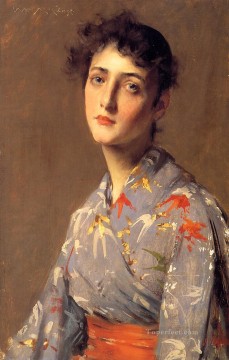 Chica con un kimono japonés William Merritt Chase Pinturas al óleo